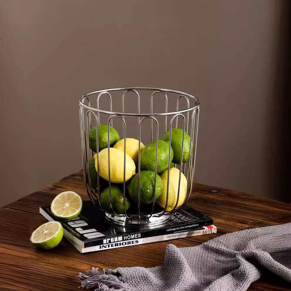304 stainless steel fruit basket, fruit plate, fruit basket, citrus basket, home storage and decoration, round