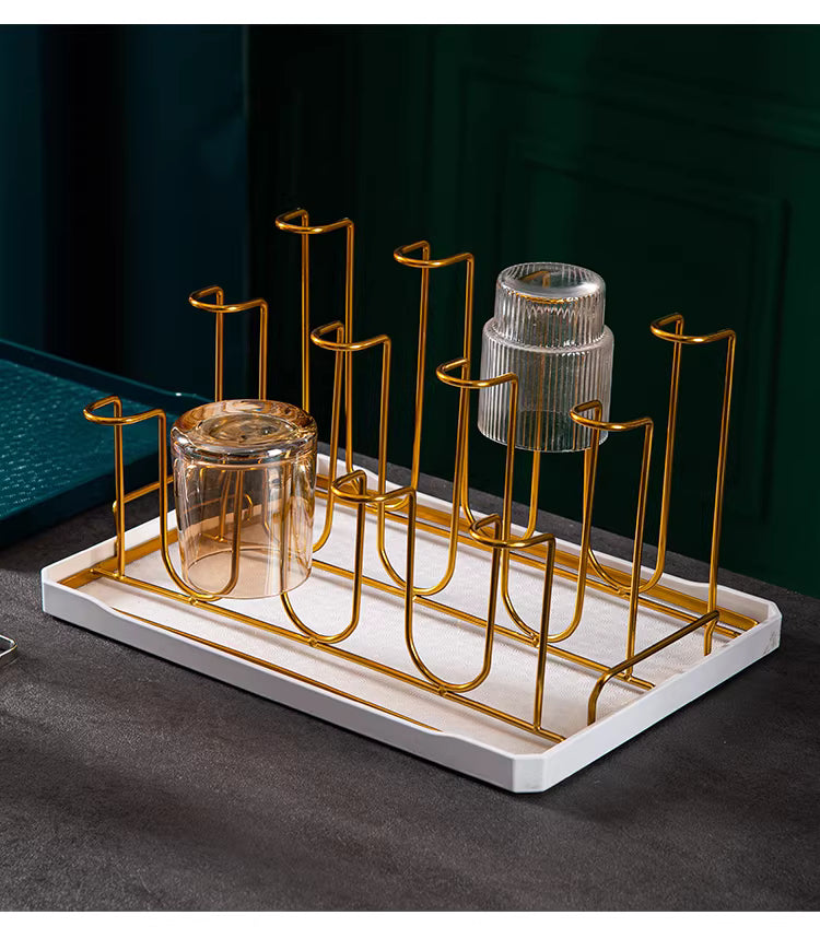 Glass cup rack, home 8-cup rack, living room upside-down 12-cup rack, draining and storage, metal juice cup rack, stainless s