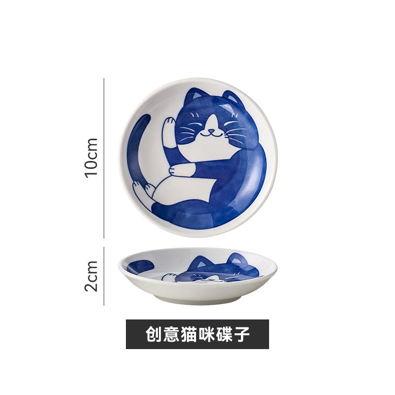 Japanese small plate ceramic cute cat design appetizer dessert sushi sauce dish, 10cm*2cm 日本小碟子陶瓷可爱猫咪设计开胃菜甜点寿司酱菜肴，10cm*2cm - 日式餐具 - Zhongshan Star Trade - C款