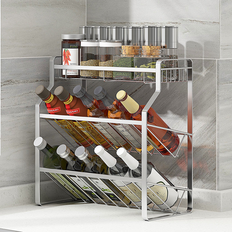 304 stainless steel kitchen condiment storage rack, storing soy sauce bottles, condiment jars, condiment rack countertop - Im