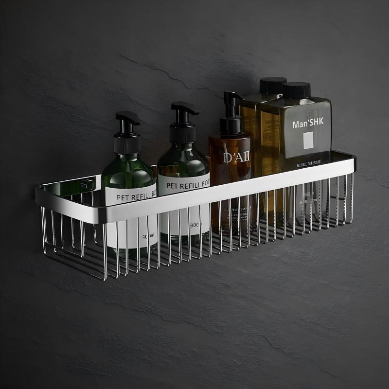 304 stainless steel bathroom storage rack rectangular wall mounted storage mesh basket bathroom shower room washbasin corner rack