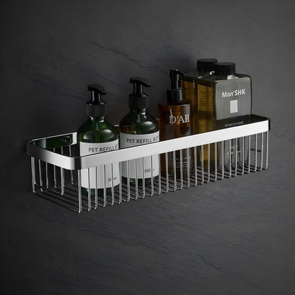 304 stainless steel bathroom storage rack rectangular wall mounted storage mesh basket bathroom shower room washbasin corner rack