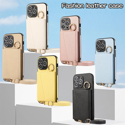 The crossbody lanyard card insert phone case is suitable for the Apple series