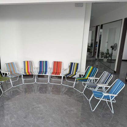 Folding beach chair, lightweight and portable foldable outdoor camping chair, red, blue, green, color and other stripes折叠沙滩椅，轻便便携式可折叠户外露营椅，红色，蓝色，绿色，彩色等条纹 - 户外折叠椅 - Zhongshan Star Trade