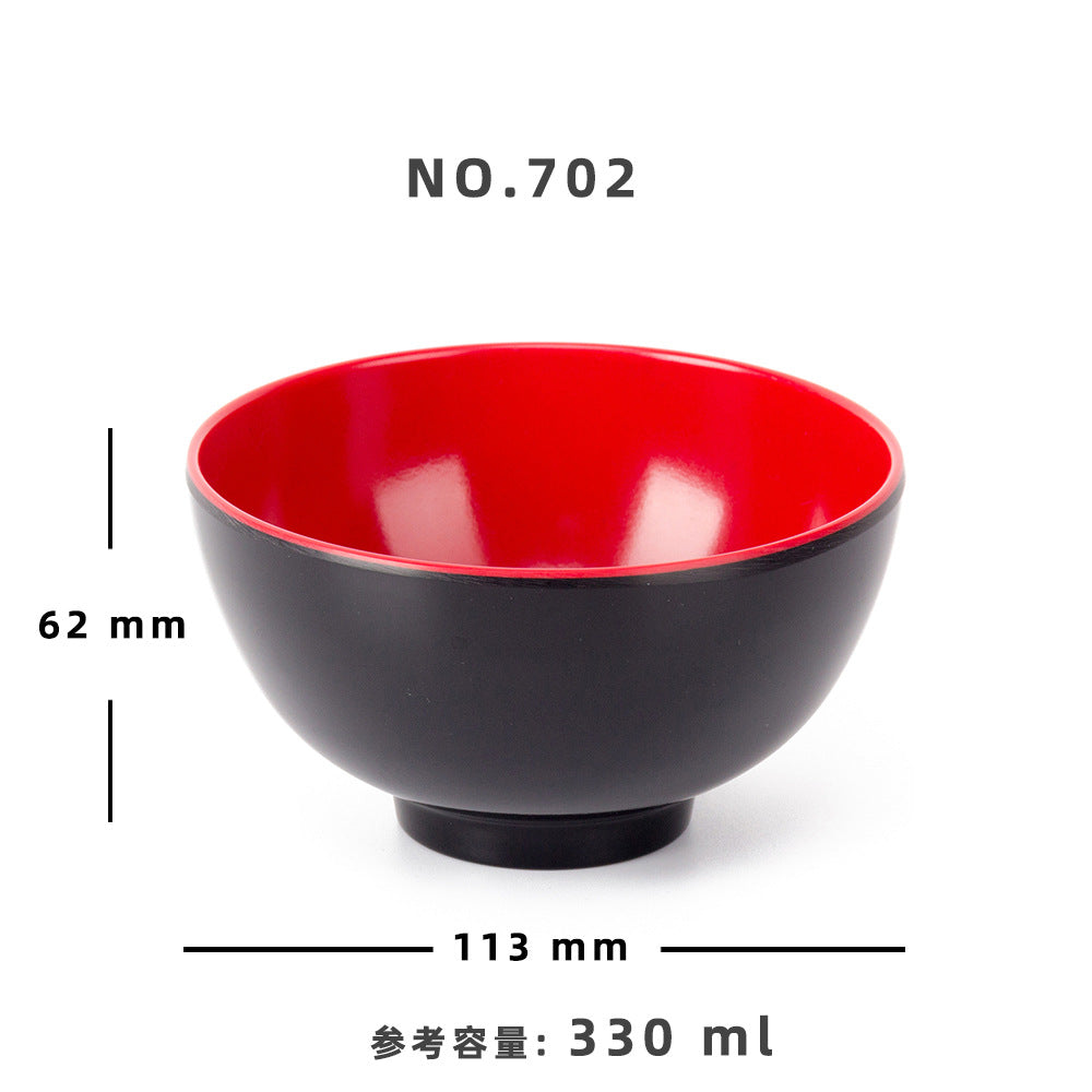 Melamine black and red plastic small bowls, restaurant hot pot seasoning bowls, dipping sauce bowls, canteen rice bowls, breakfast porridge and soup bowls 密胺黑红塑料小碗餐厅饭店火锅调料碗蘸酱碗食堂米饭碗早餐粥汤碗 - 日式餐具 - Zhongshan Star Trade - 702 113*62mm 330ml