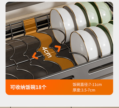 304 stainless steel folding draining dish rack, kitchen multi-functional storage stand, multi-layer dish cabinet, dish and sp