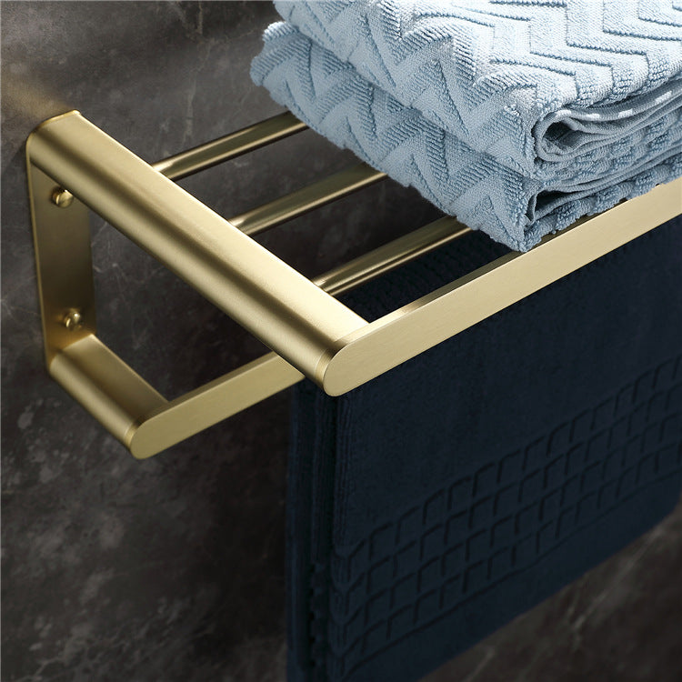 High-end brushed gold stainless steel towel rack and bath towel holder bathroom hardware set bathroom storage rack