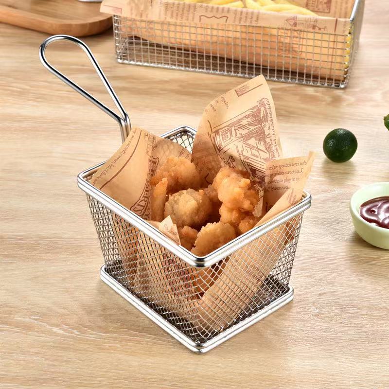 304 stainless steel French fries basket, fried food plate, fried chicken creative snack plate, French fries basket, fried chicken basket