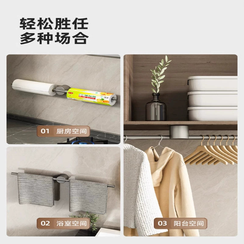 No-drill bathroom towel rack, minimalist and luxurious single bar, washbasin towel bar, trendy gunmetal gray