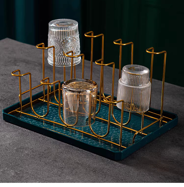 Glass cup rack, home 8-cup rack, living room upside-down 12-cup rack, draining and storage, metal juice cup rack, stainless s