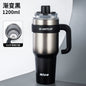 Giant large-capacity insulated ice cup, portable ceramic inner liner straw cup for men, one-click quick-opening insulated cup