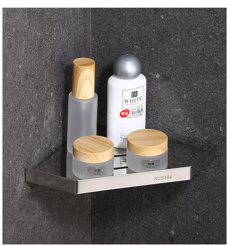 304 stainless steel triangular storage rack, bathroom without drilling, shower room, bathroom, kitchen, corner and corner bathroom rack