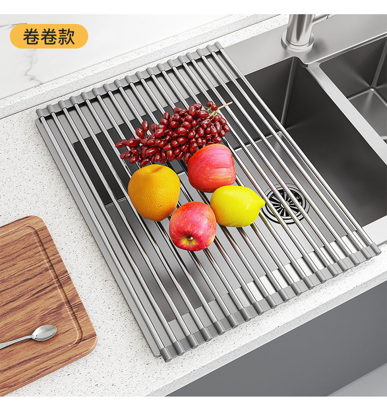 Dishwashing Sink Drain Rack 304 Stainless Steel Retractable Kitchen Drain Rack - Image 4