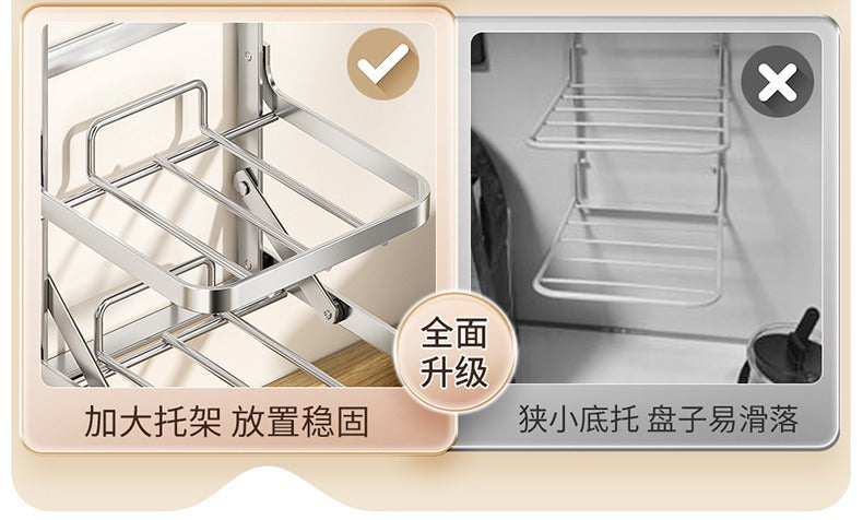 Stainless steel kitchen food preparation rack, no drilling required, wall-mounted vegetable tray, multi-layer hot pot side dish storage rack