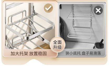 Stainless steel kitchen food preparation rack, no drilling required, wall-mounted vegetable tray, multi-layer hot pot side dish storage rack