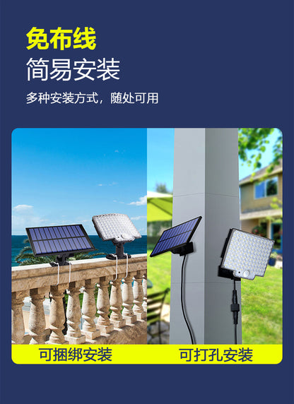 Solar outdoor light 2835LM 106 LED safety light, with remote control, IP65 waterproof, 180° wide-angle floodlight wall lamp, with 4 modes
