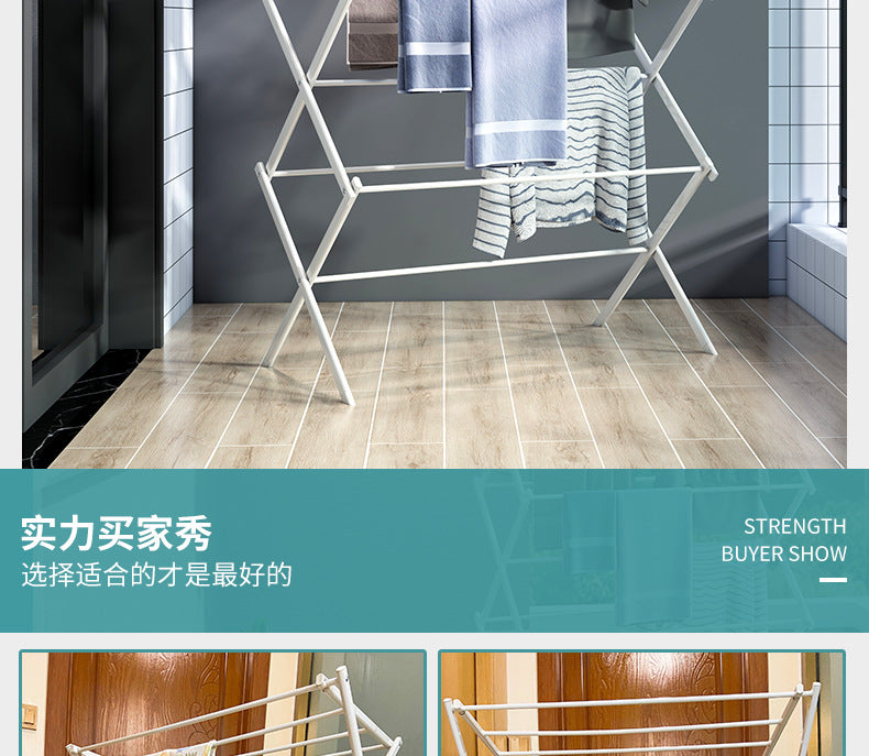 Folding clothes drying rack - Durable and space - saving laundry and towel rack, sturdy hanger for hanging clothes both indoors and outdoors, made of stainless steel 折叠晾衣架 – 耐用、节省空间的洗衣和毛巾架、坚固的衣架，用于在室内和室外悬挂衣服，不锈钢 - 折叠式多功能晾衣架 - Zhongshan Star Trade