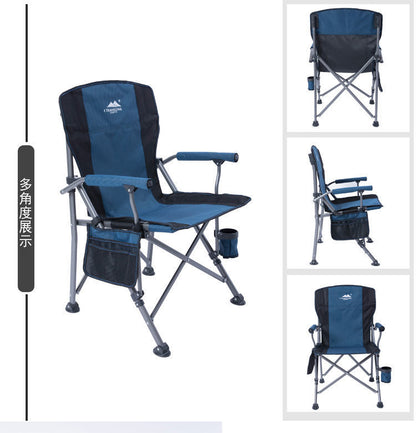 Portable camping chair with upholstered seats and backrests with side pockets and cup holders, including handbags, perfect for camping, trailing, fire pits, terraces and more便携式露营椅，带侧袋和杯架的软垫座椅和靠背，包括手提包，非常适合露营、尾随、火坑、露台等 - 户外折叠椅 - Zhongshan Star Trade