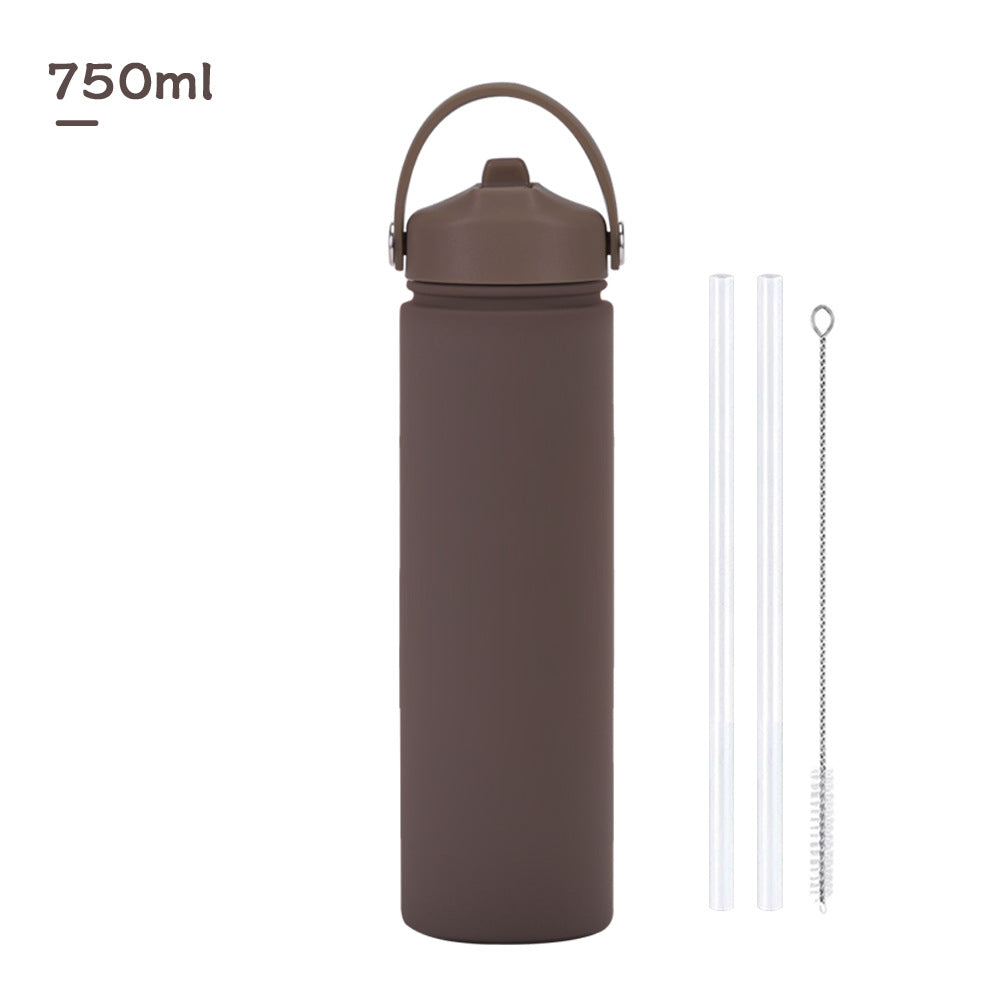 750ml stainless steel water bottle, wide - mouthed portable hand - held bottle, outdoor sports suction nozzle, insulated cup 750ml不锈钢水壶广口便携手提瓶子户外运动吸嘴保温杯 - 保温杯 - Zhongshan Star Trade