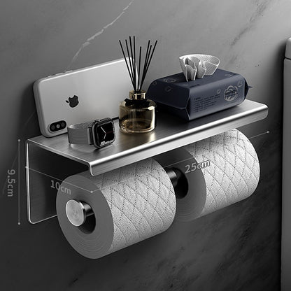 304 stainless steel toilet paper rack, bathroom mobile phone storage rack, toilet hand paper box, wall-mounted tissue paper rack, no need for drilling