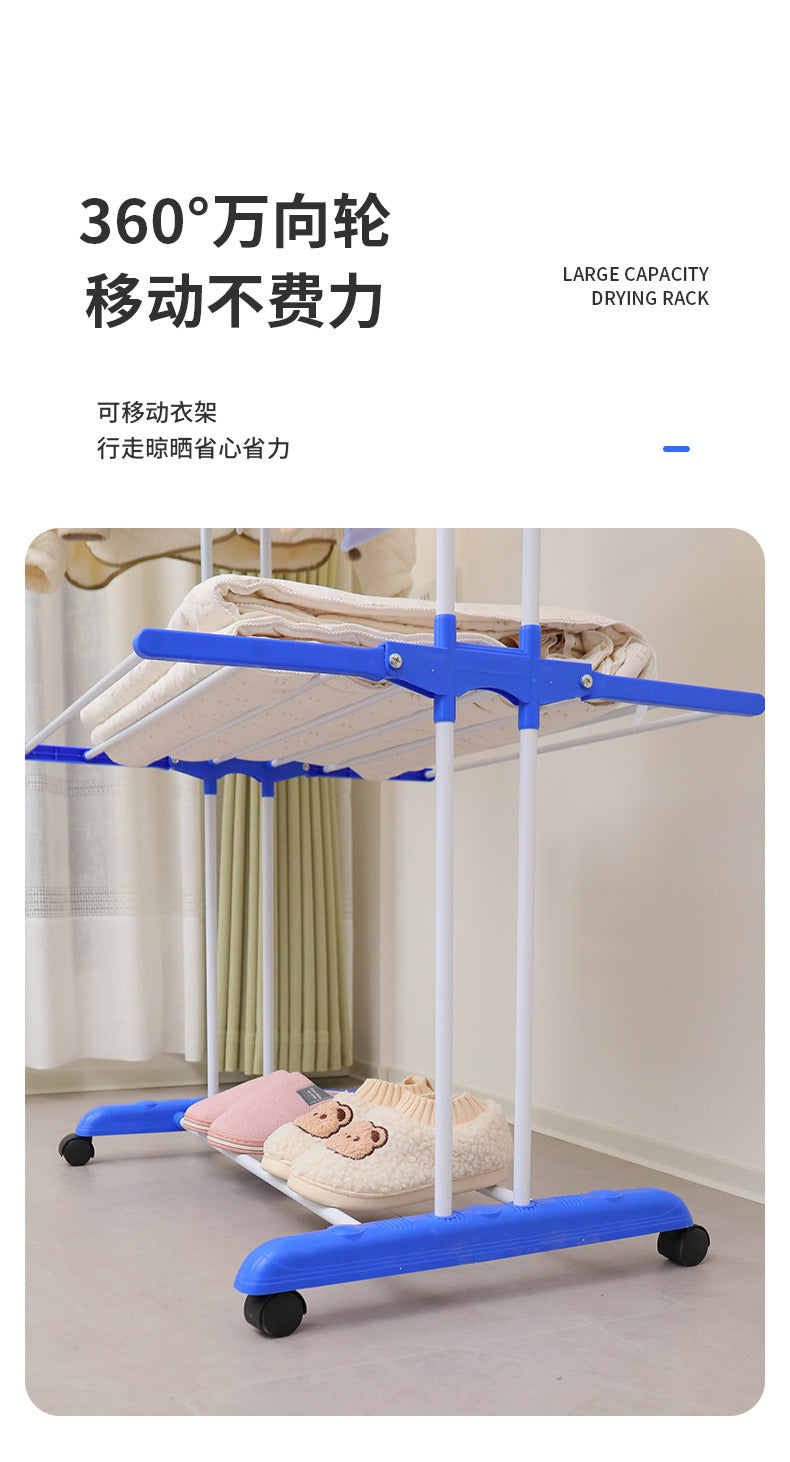 Folding clothes drying rack, clothing 4 - layer clothes rack, stainless steel laundry clothes drying rack with grey wings on both sides 晾衣架折叠晾衣架服装 4 层衣架不锈钢洗衣晾衣架带两侧翼灰色 - 折叠式多功能晾衣架 - Zhongshan Star Trade