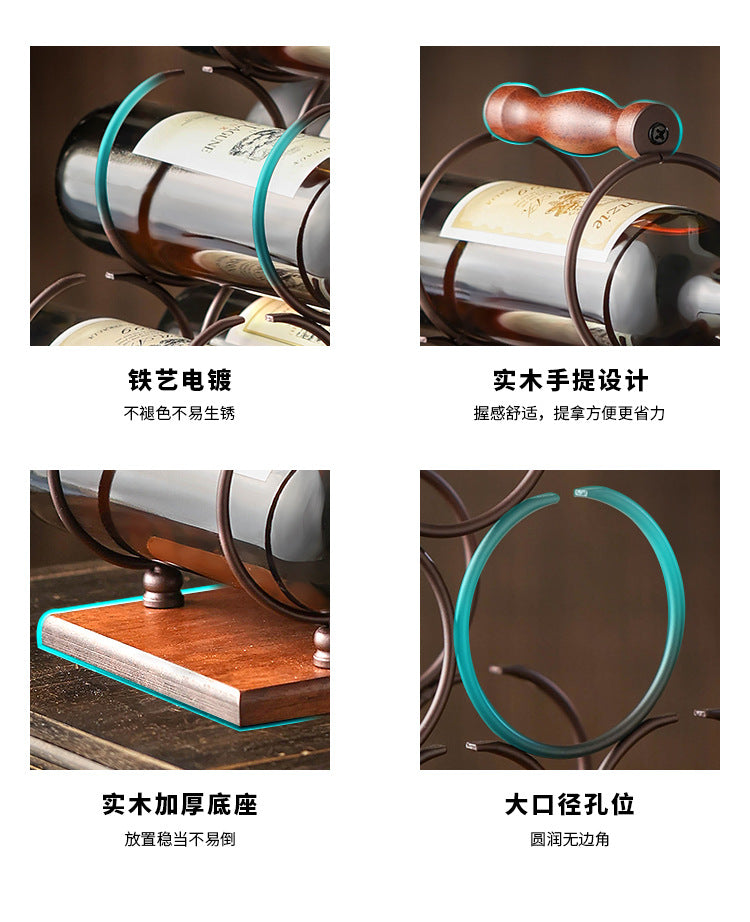 Creative wine rack ornament, solid wood wine rack, upside-down wine glass rack, home living room European style wine cabinet display rack