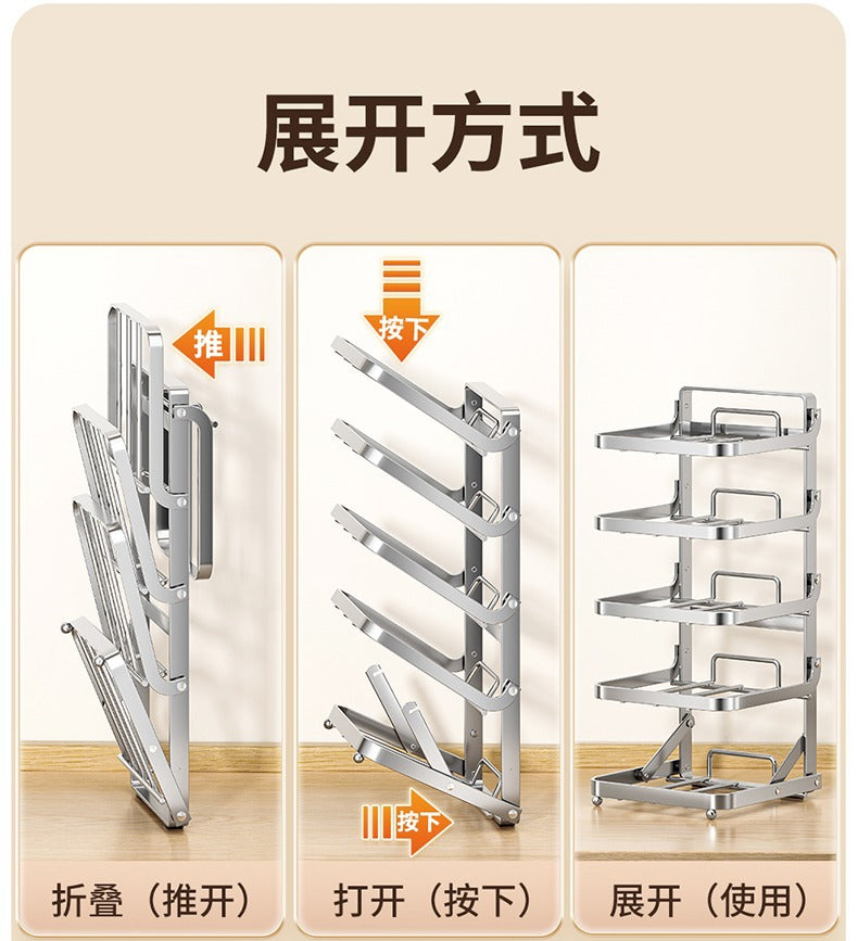 Stainless steel kitchen food preparation rack, no drilling required, wall-mounted vegetable tray, multi-layer hot pot side dish storage rack