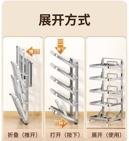 Stainless steel kitchen food preparation rack, no drilling required, wall-mounted vegetable tray, multi-layer hot pot side dish storage rack