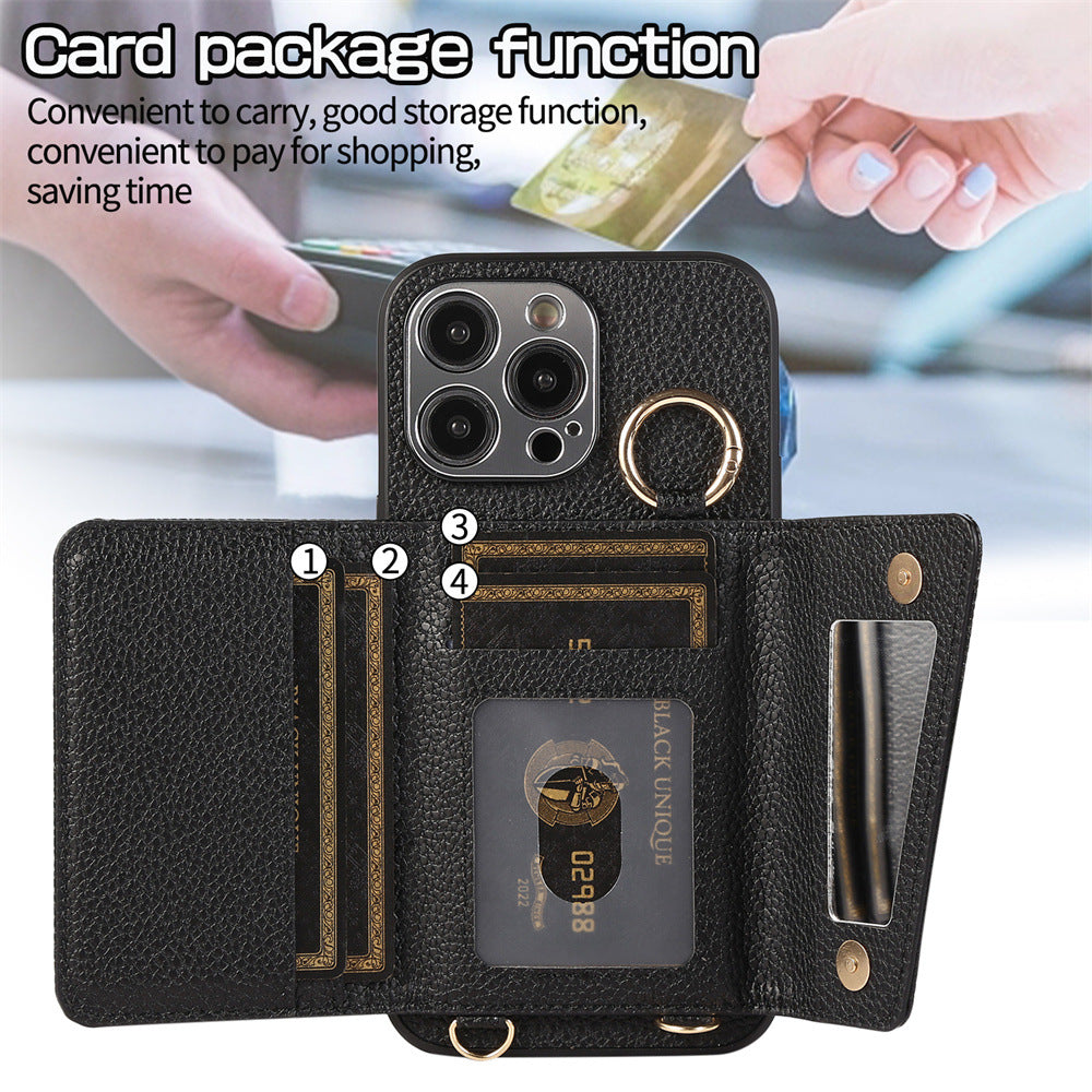 The crossbody lanyard card insert phone case is suitable for the Apple series