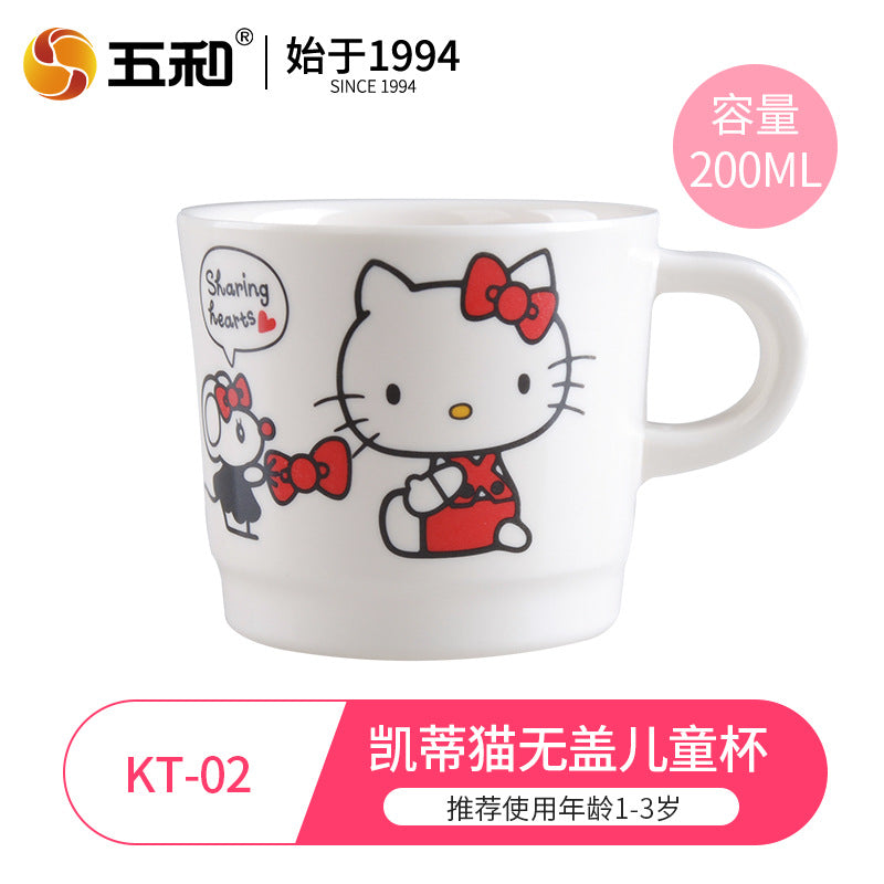Genuine Sanrio Hello Kitty children's melamine tableware, high appearance level plates, cartoon bowls, plates, cups and tableware 正版三丽鸥凯蒂猫儿童密胺餐具高颜值餐盘卡通碗盘子杯子餐具 - 日式餐具 - Zhongshan Star Trade - 凯蒂猫无盖儿童杯KT - 02