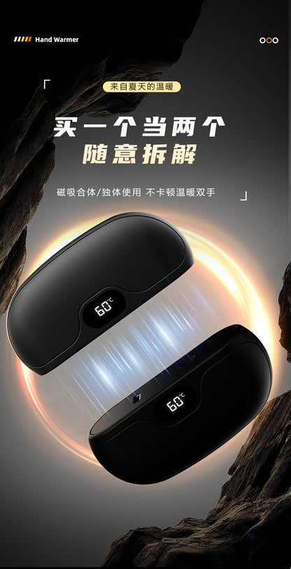 Magnetic hand warmer, USB charging, detachable hand warmer, digital temperature display portable heater
