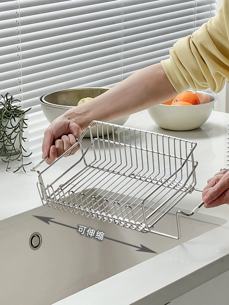 304 stainless steel kitchen sink, draining rack, sink, telescopic vegetable washing basin, sink, draining basket, chopstick r