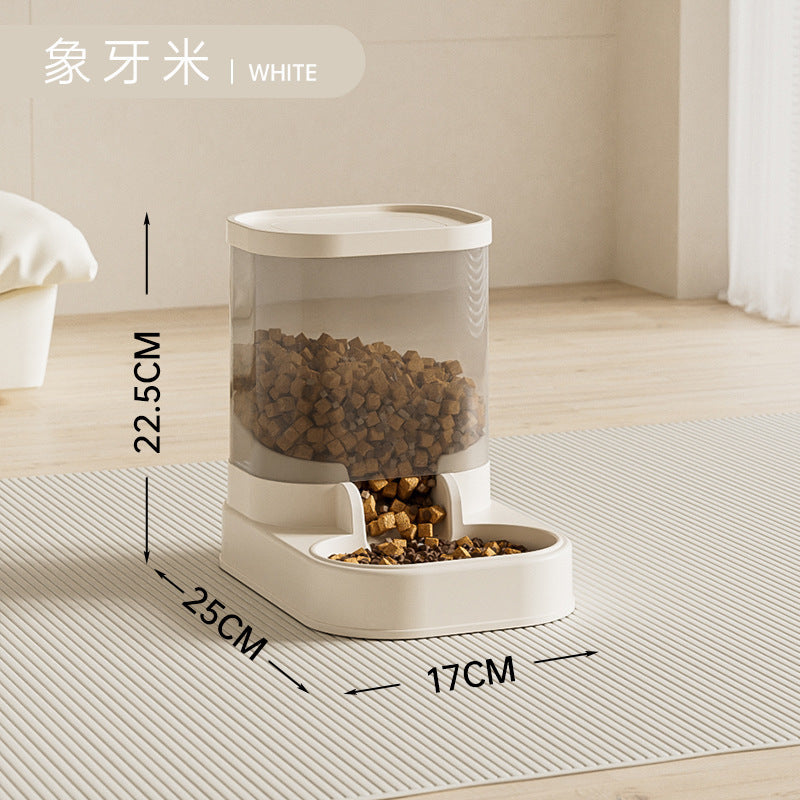 The new automatic feeder, featuring a dog bowl and cat basin, is designed for both feeding and drinking. It has a large capacity and is suitable for both cats and dogs 新款自动喂食器狗碗猫盆喂粮饮水二合一超大容量猫狗通用宠物 - 宠物友好型户外用品 - Zhongshan Star Trade - 【自动续粮，不卡粮】象牙米白喂食器 - 3.8L超大容量