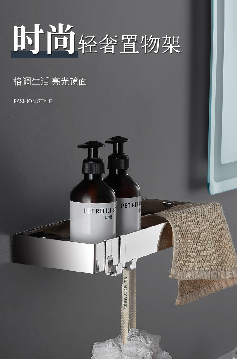 Bathroom shelf bathroom 304 stainless steel washbasin mirror shower room shower gel shelf free of punching