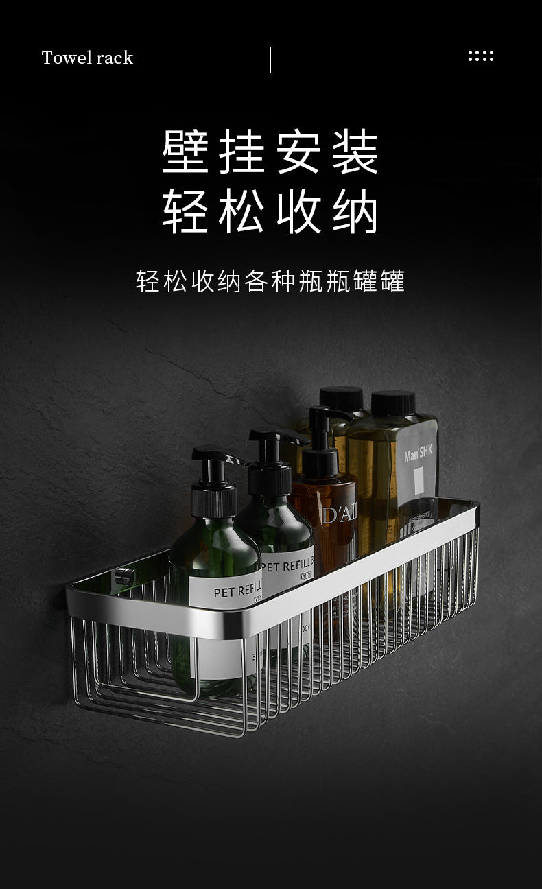 304 stainless steel bathroom storage rack rectangular wall mounted storage mesh basket bathroom shower room washbasin corner rack
