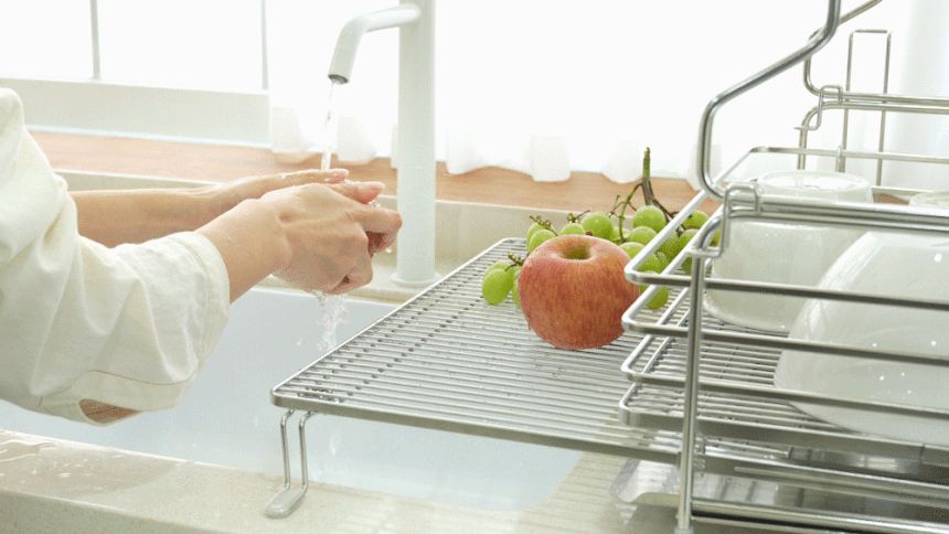 Sink tableware organizer, expandable bowl, plate and cup drainage storage rack, 304 stainless steel kitchen countertop stand 