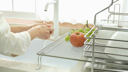 Sink tableware organizer, expandable bowl, plate and cup drainage storage rack, 304 stainless steel kitchen countertop stand 