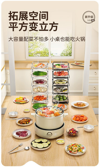 Stainless steel kitchen food preparation rack, no drilling required, wall-mounted vegetable tray, multi-layer hot pot side dish storage rack