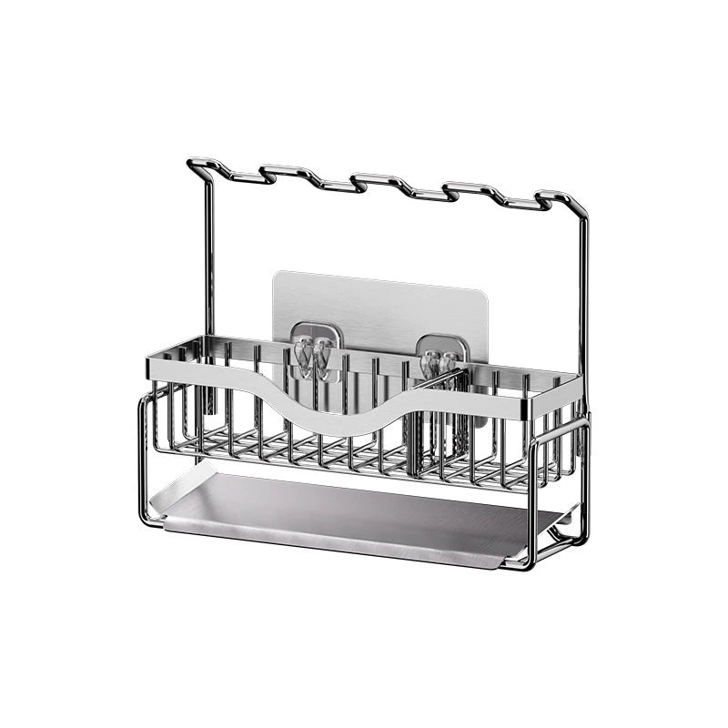 304 stainless steel dishcloth holder, sponge holder, hole-free wall-mounted kitchen drip storage and organization rack - Imag
