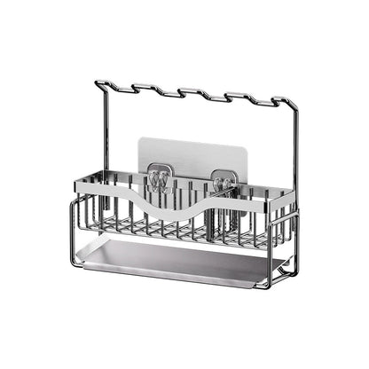 304 stainless steel dishcloth holder, sponge holder, hole-free wall-mounted kitchen drip storage and organization rack - Imag
