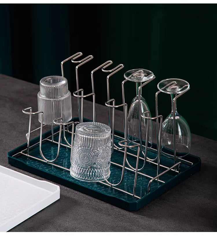 Glass cup rack, home 8-cup rack, living room upside-down 12-cup rack, draining and storage, metal juice cup rack, stainless s