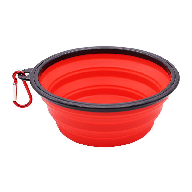 Dog bowl, pet foldable bowl, suitable for cats and dogs, portable pet feeding spray tray, suitable for walking, parking lot and travel, with climbing buckle 狗碗宠物可折叠碗，猫狗可用，便携式宠物喂食喷盘，用于步行停车场旅行，带 登山扣 - 宠物友好型户外用品 - Zhongshan Star Trade - Red - 黑框带扣2900ml