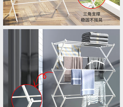 Folding clothes drying rack - Durable and space - saving laundry and towel rack, sturdy hanger for hanging clothes both indoors and outdoors, made of stainless steel 折叠晾衣架 – 耐用、节省空间的洗衣和毛巾架、坚固的衣架，用于在室内和室外悬挂衣服，不锈钢 - 折叠式多功能晾衣架 - Zhongshan Star Trade