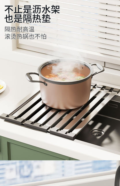 304 Stainless Steel Kitchen Sink Drain Rack, Dish and Plate Holder, Foldable and Telescopic Drain Basket - Image 12