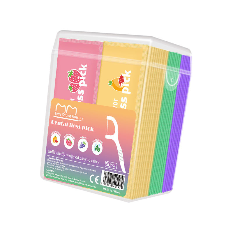 Fruit-flavored dental floss, individual packaging, disposable dental floss sticks