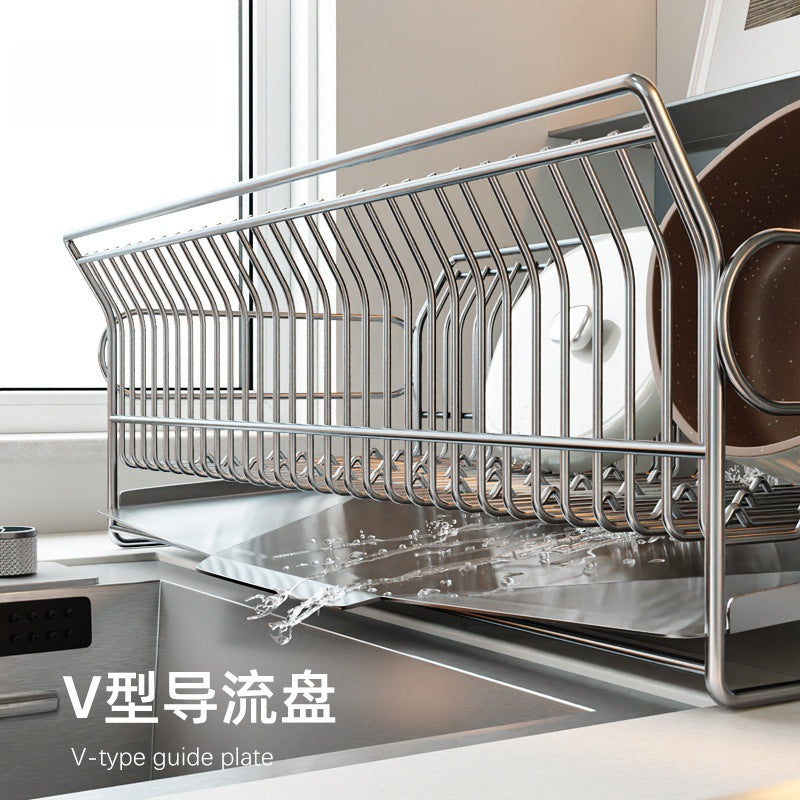 304 stainless steel dish rack, knife storage rack, household countertop, sink, draining rack, kitchen multi-functional storag