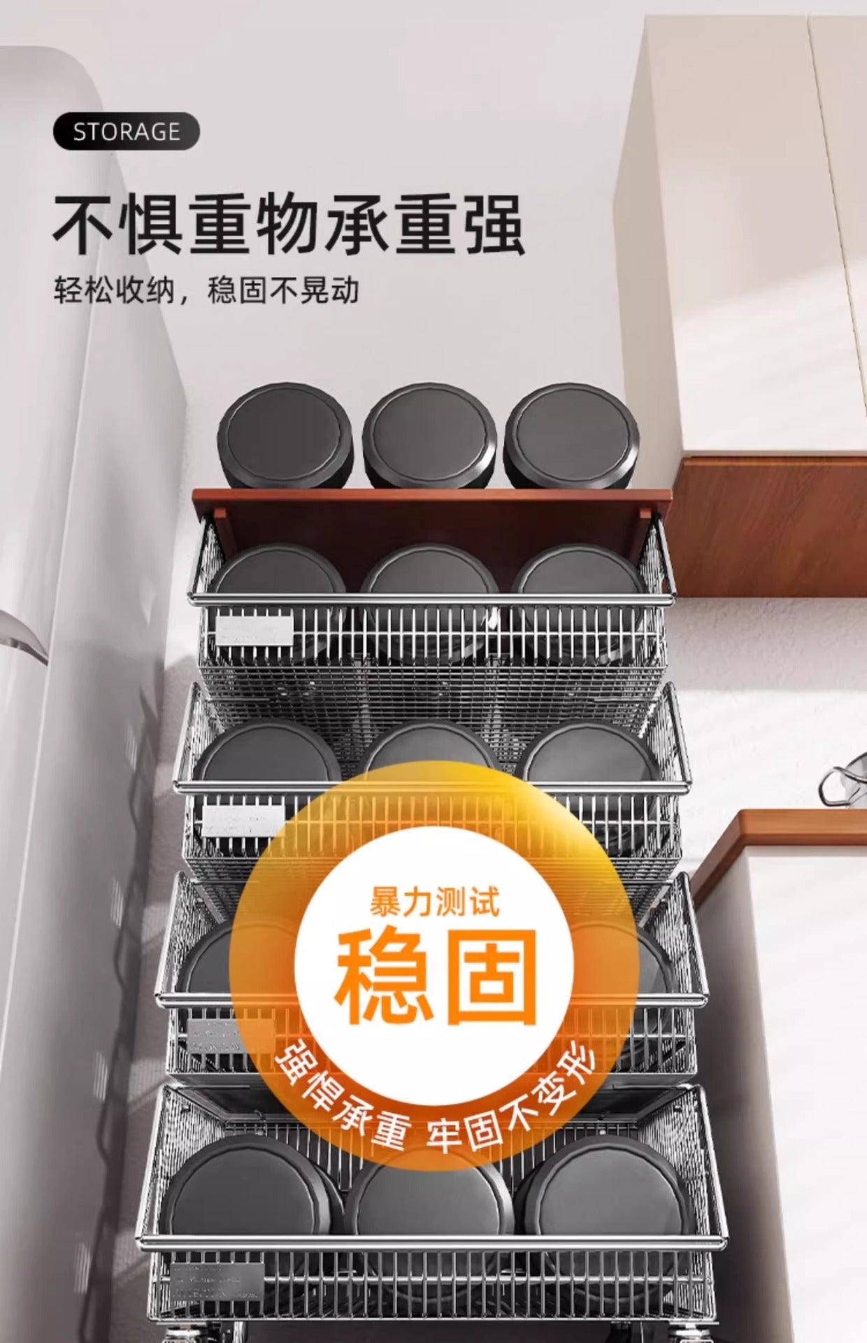Multi-layered floor-standing household fruit, vegetable and snack storage rack, multi-functional living room trolley