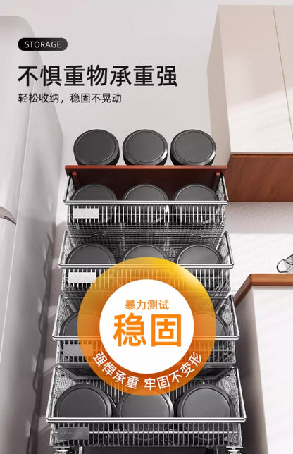 Multi-layered floor-standing household fruit, vegetable and snack storage rack, multi-functional living room trolley