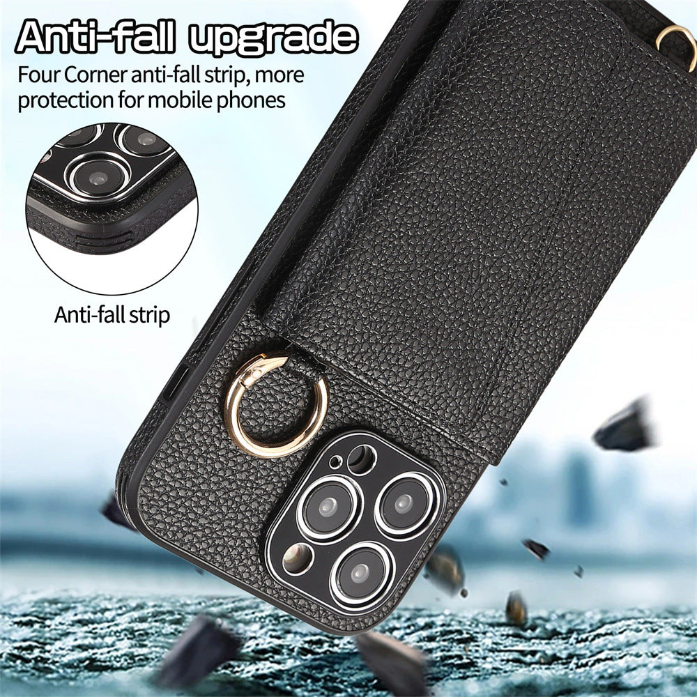 The crossbody lanyard card insert phone case is suitable for the Apple series