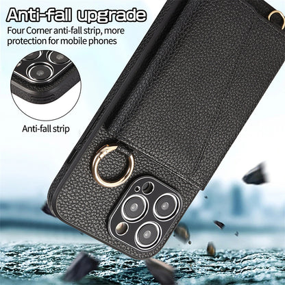 The crossbody lanyard card insert phone case is suitable for the Apple series